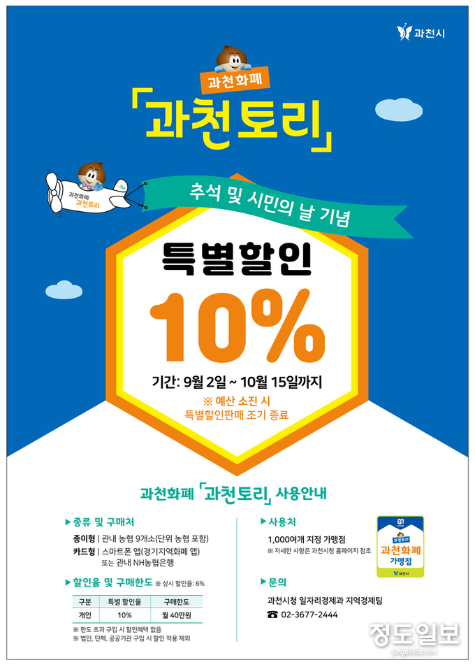 과천시 지역화폐 과천토리 특별할인판매 포스터