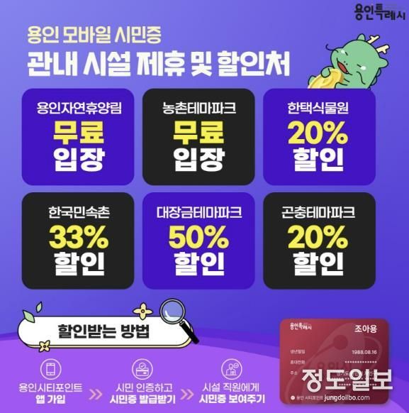 용인시민 할인혜택 제공 관광지