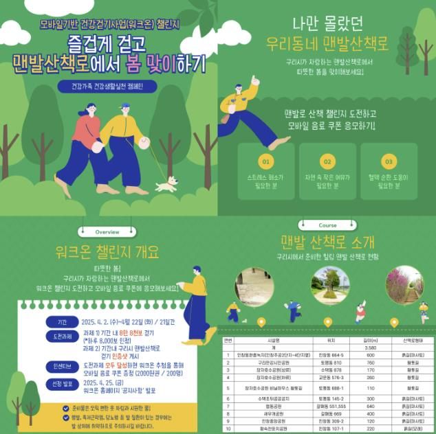 구리시, 제53회 '보건의 날' 맞아 즐겁게 걷고 맨발 산책로에서 봄맞이하기 챌린지 운영